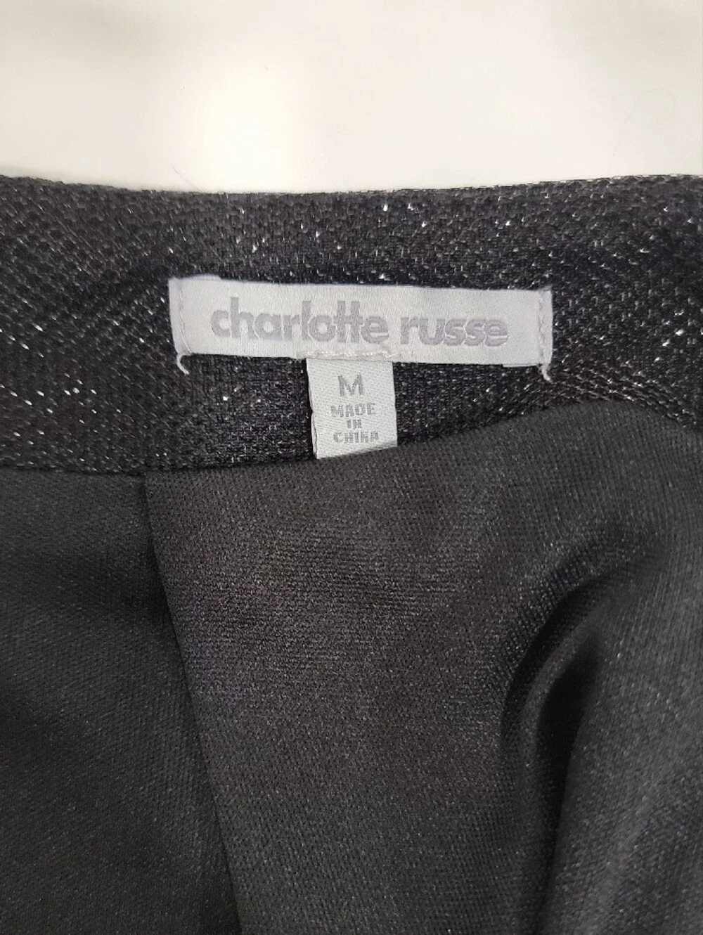 Charlotte Russe Black Glitter Pleated Mini Skirt